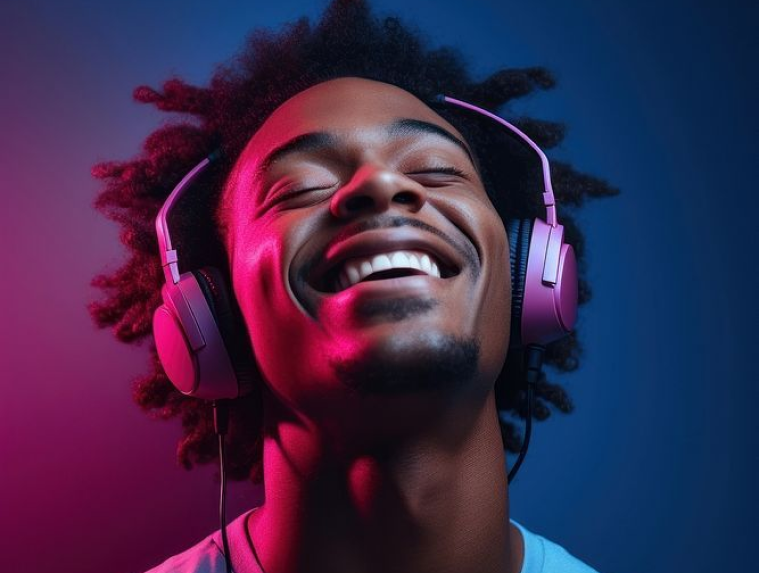 Person enjoying music with headphones